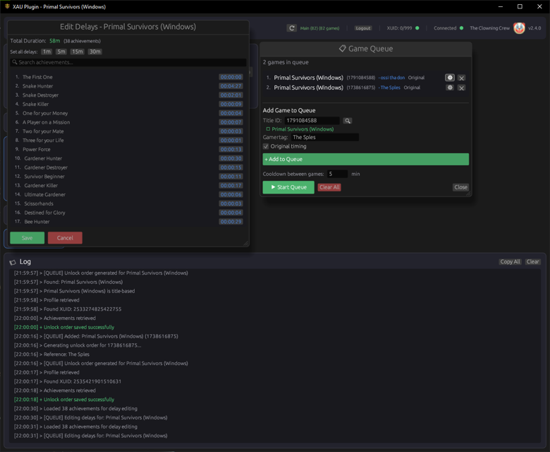 Delay Editor and Game Queue